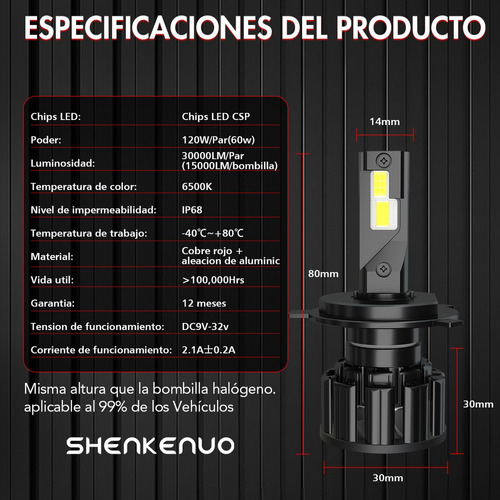 28000lm Kit De Focos Led 9003 Para Honda Luz Alta Y Luz Baja Foto 5