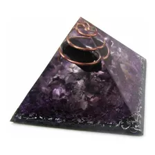 Orgonite Pirâmide Transmutação Ametista Turmalina Negra 7 Cm