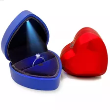 Caixinha Para Anéis E Alianças Coração Diamante 3d Com Luz