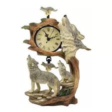 Ebros Moon Dancers Howling Grey Wolves Reloj De Mesa Familia