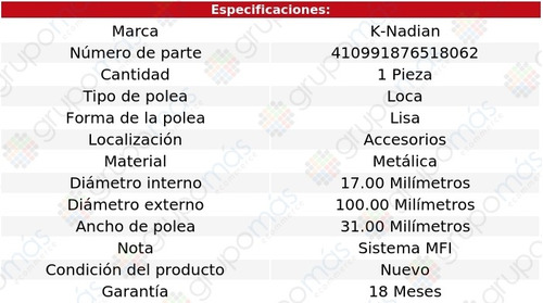 Polea Accesorios Lisa Lexus Ls430 V8 4.3l 01 Al 06 K-nadian Foto 2