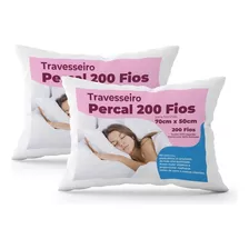 Kit 2 Travesseiros 100% Algodão 200 Fios 70 Cm X 50 Cm 