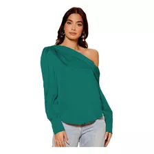 Blusa De Mujer Casual Kátaleya #495 Asimétrica Abullonada