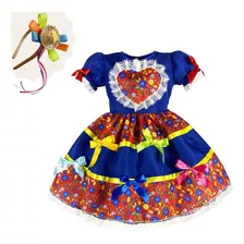 Vestido Junino Infantil + Tiara Chapéu Festa Junina Arraia