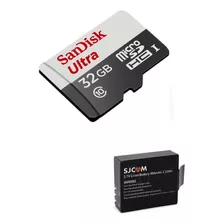 Kit Cartão De Memória 32gb E Bateria Para Câmera Sports 4k