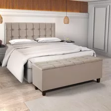 Cabeceira Estofada Casal Cama Box 140 Cm Com Recamier Baú 