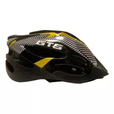 Capacete Com Sinalizador Led Ciclismo Bike Preto Gts Cor Amarelo/preto Tamanho M-52 Ao 58cm