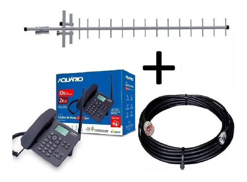 Kit De Mesa Telefone Rural Dual Chip Quadriband Aquario 42s 