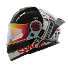 Casco Moto Abatible R7 Space Luz Led Certificado Dot