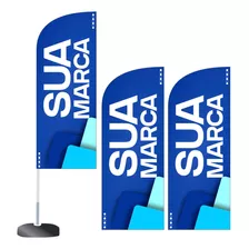  Wind Banner Flag Dupla Face 3m Kit Completo Personalizada