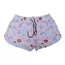 Shorts/bermuda Feminino Tactel Moda Praia Donuts