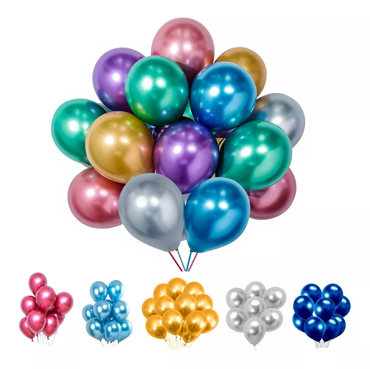 Balão Bexiga Metalizado 25 Unidades - N°9 - Diversas Cores