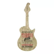 Quadro Placa Decorativa Formato Guitarra Pensamento Forte