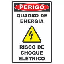 Placa Quadro De Energia Risco De Choque Elétrico 20x30