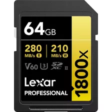 Tarjeta De Memoria Lexar Tarjeta Sd Profesional De 64 Gb Y 280 Mb