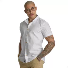 Camisa Masculina Slim Branca Premium Gola Padre Novidade