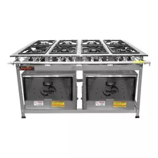 Fogão Industrial 8 Bocas Inox Baixa Pressão 30x30 C/ 2 Forno Cor Cinza Ral Tipo De Conexão Gás Engarrafado Não Há