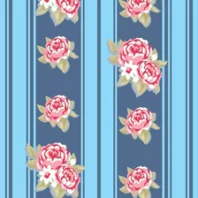 Papel Parede Adesivo Autocolante Rosas Sobre Listras Azul Aço E Azul Céu Vinílico Lavável 10mt