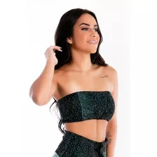 Cropped Feminino Tomara Que Caia Estampado Poliamida