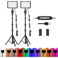 Emart Rgb Led Luz De Fotografía Con Palo Selfie Extens...