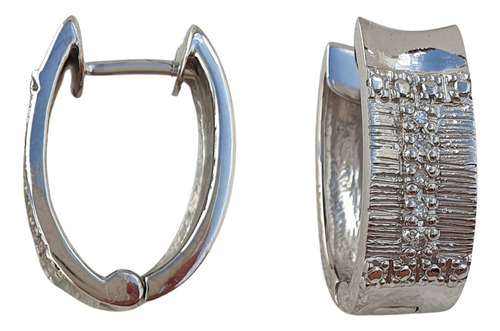 Brinco Argola Argolinha Com Diamantes De Ouro 18k 750 Branco