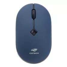 Mouse Sem Fio Emborrachado Nano M-w60bl Cinza C3tech Cor Azul