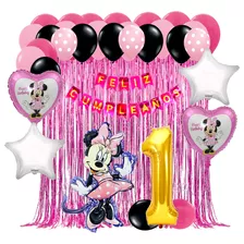 Kit Mimi Minnie Decoración Globos Cumpleaños Happy Birthday