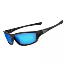 Óculos Esportivo Para Ciclismo Bike Corrida Polarizado Uv400 Cor Da Armação Preto Cor Da Haste Preto Cor Da Lente Azul Desenho Máscara