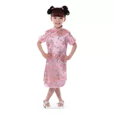 Vestido Infantil Com Estampa De Dragão E Fênix - Rosa