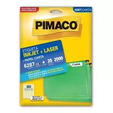 Etiqueta Inkjet/laser Carta 6287 Com 25 Folhas Pimaco