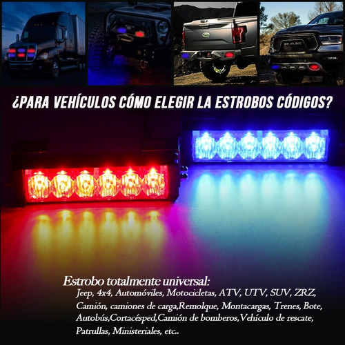 Barras Estrobos 12 Led Foco Rejilla Alerta Rojo/azul Switch Foto 8