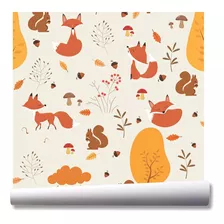 Papel De Parede Zoo Floresta Raposa Safari Kit 02 Rolos A87