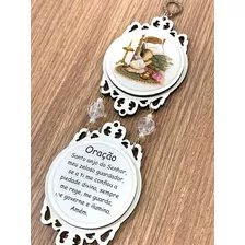 Medalhão De Berço Mandala Anjo Da Guarda Com Oração Lindo