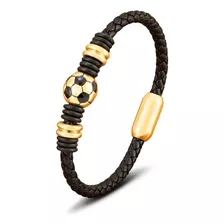 Pulsera Chulada, Pasión Fútbol Piel Natural Y A Inox, P0418