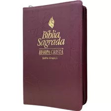 Bíblia Com Harpa Revista E Corrigida Letra Grande Capa Bordô Folha Com Índice Lateral E Zíper Luxo