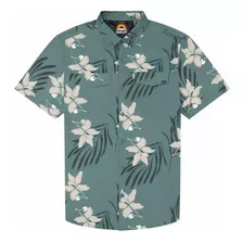 Camisa Manga Corta Hombre Hurley Upf50 - Verde Con Flores