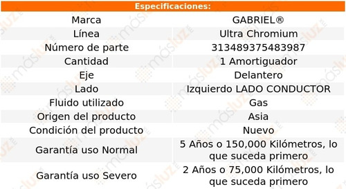 (1) Amortiguador Ultra Chromium Gas Conductor Del Edge 11/14 Foto 2