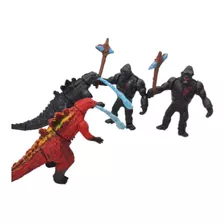 Juguete Godzilla Vs Kong Figuras 4pzs Black Red Accesorios
