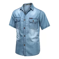 Camisa Vaquera De Manga Corta Para Hombre Camisa Vaquera De