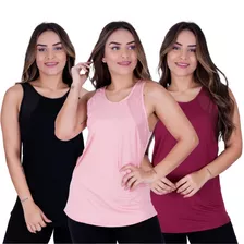 Blusa De Academia Feminina Fitness Kit Com 3 Peças Lf009