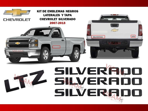 Kit De Emblemas Chevrolet Silverado 2007-2013 Negros Foto 2