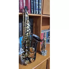 Saxofone Alto Quasar Preto Com Dourado Perfeito Estado