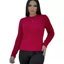 Blusa De Frio Feminina Pelinho Manga Longa Inverno