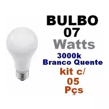 Kit C/ 5 Peças Bulbo 7w E27 Mod A60 - 3000k Branca Quente