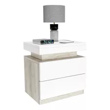 Mesa De Luz 2 Cajon Moderna Mesita Melamina Minimal Helsinki Acabado Melamínico Color Beige