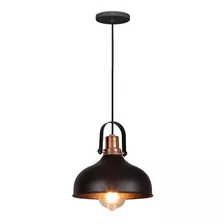 Luminária Pendente Teto Oxford Preto Com Cobre Polido E27