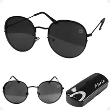 Oculos Sol Feminino Aço Inoxidavel Preto Casual Praia + Case