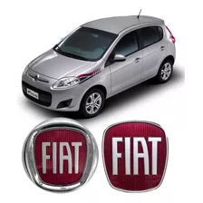 Kit 2 Emblemas Fiat Vermelho Novo Palio Attractive 1.4 12/17