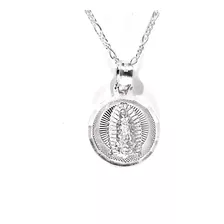 Medalla De Virgen De Guadalupe Redonda Cadena De Plata 925