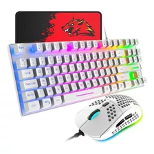 Kit Teclado Y Mouse Usb Rgb Gamer Felicon Blanco